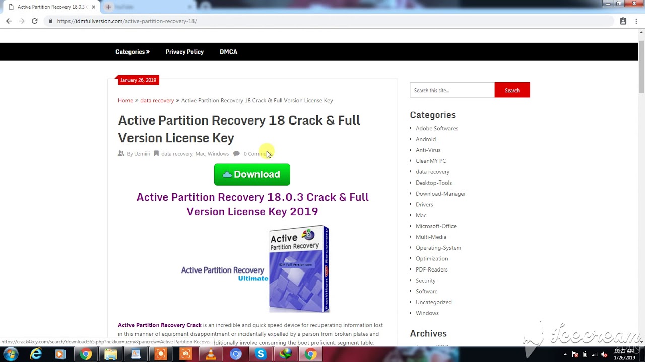 active partition recovery key